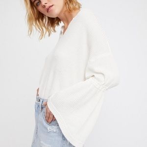 FP We the Free Dahlia bell sleeve waffle top - M
